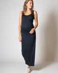 Lange jurk EcoVero | Marineblauw