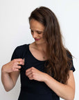 Lange jurk voor borstvoeding EcoVero | Marineblauw