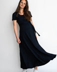 Lange jurk voor borstvoeding EcoVero | Marineblauw