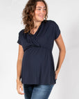 Top Nursing Sleeveless Pleated EcoVero | Navy