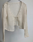 Strickjacke Wickel Ajour | Sand