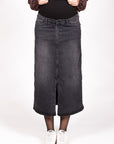 Long Skirt Denim Split | Charcoal