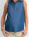 Bluse Denim Ärmellos | Stone Wash