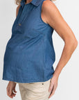 Bluse Denim Ärmellos | Stone Wash