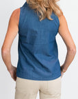 Bluse Denim Ärmellos | Stone Wash