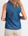 Bluse Denim Ärmellos | Stone Wash