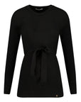 Shirt gebreide riem lange mouwen | Zwart