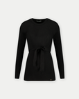 Shirt gebreide riem lange mouwen | Zwart