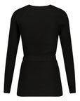 Shirt gebreide riem lange mouwen | Zwart