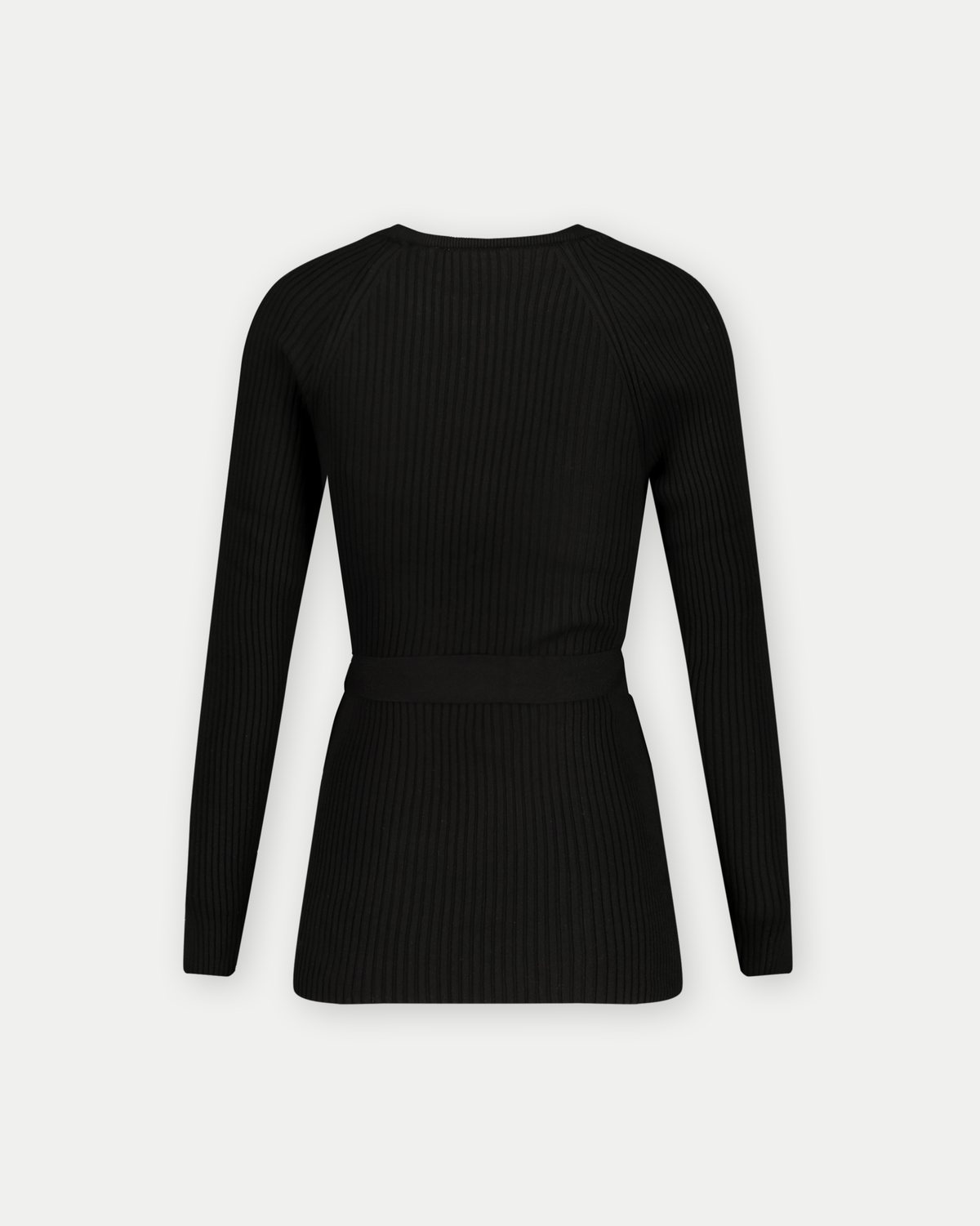 Shirt gebreide riem lange mouwen | Zwart