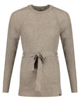 Shirt gebreide riem lange mouwen | Zand