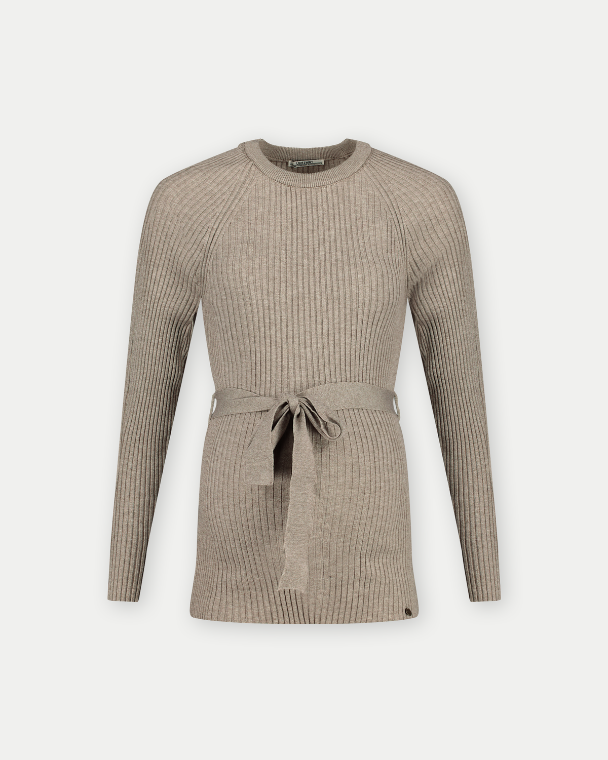Shirt gebreide riem lange mouwen | Zand