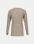 Shirt gebreide riem lange mouwen | Zand