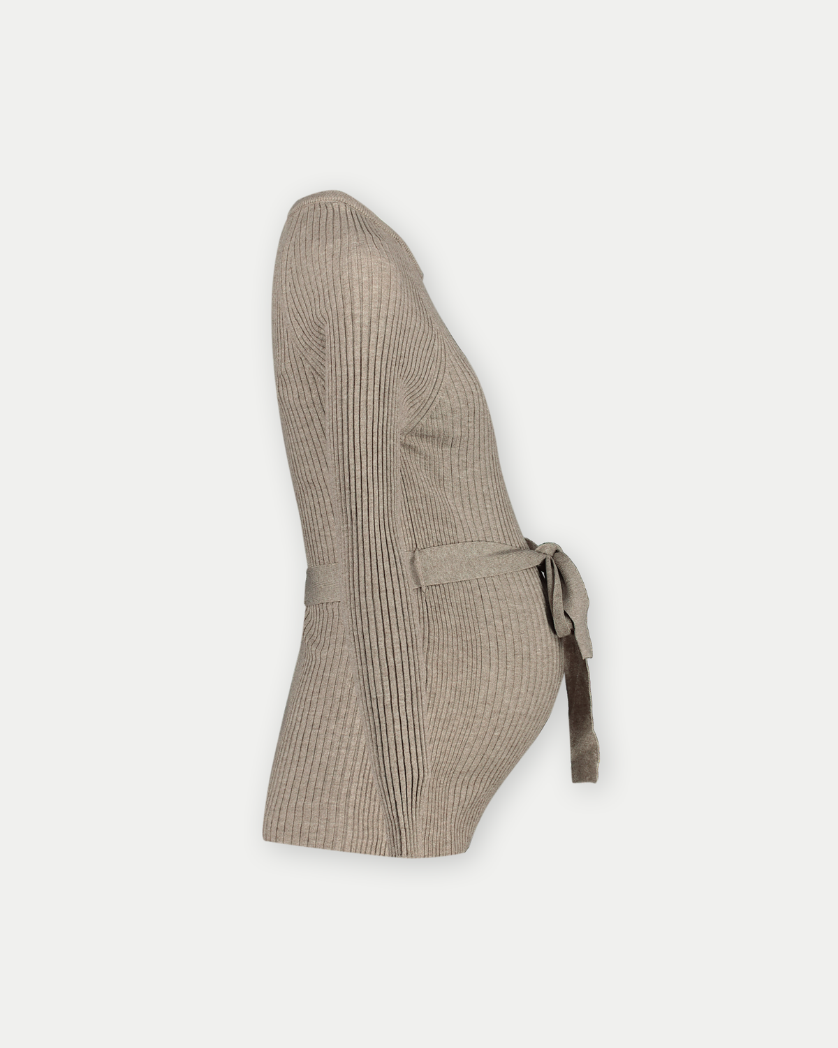 Shirt gebreide riem lange mouwen | Zand