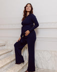 Shirt Knit Belt Long Sleeves | Navy Blue