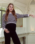 Knit Cropped | AOP Black Stripe