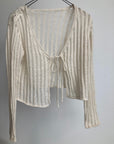 Strickjacke Wickel Ajour | Sand